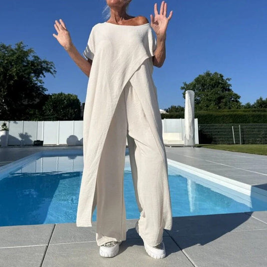Ladies Fashion Casual Irregular Solid Color Suit