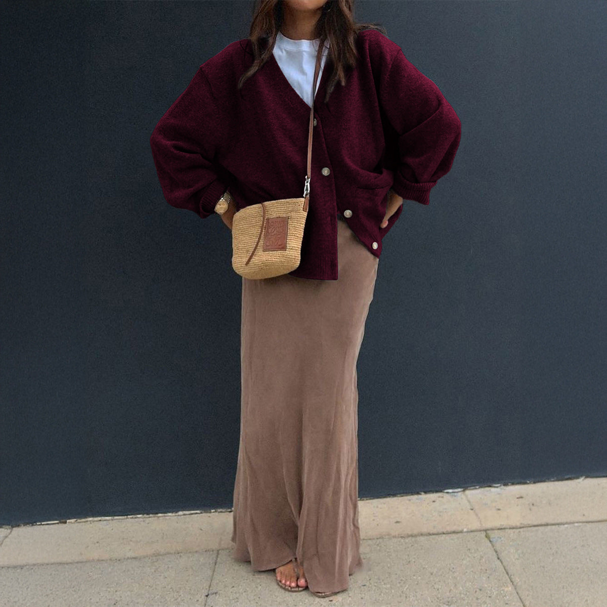 Women Casual Minimalist Long Sleeve Senior Coat Sweater