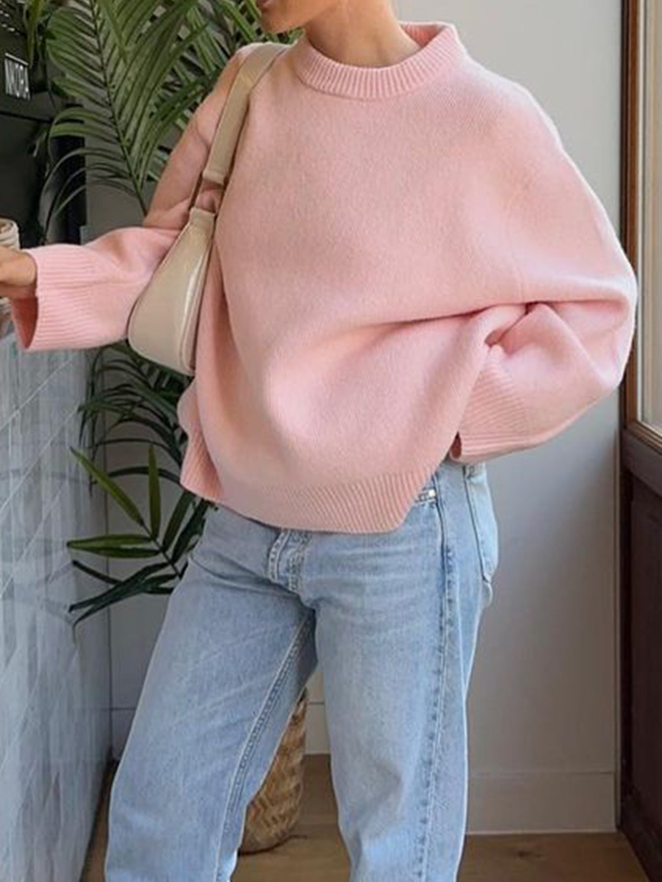 Casual Wool Solid Color Long Sleeve Sweaters Women Clothing Autumn Winter