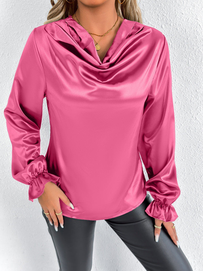 Women Clothing Summer Satin Shirt Women Satin Shirt Artificial Silk Top