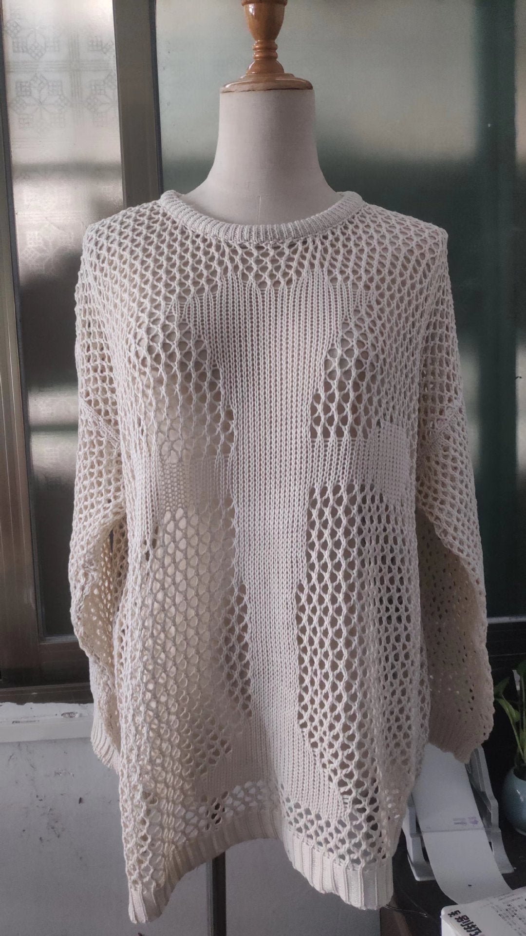 Round Neck Hollow Out Cutout Long Sleeved Criss Cross Blouse Summer See through Sexy Top Beach Sweaters