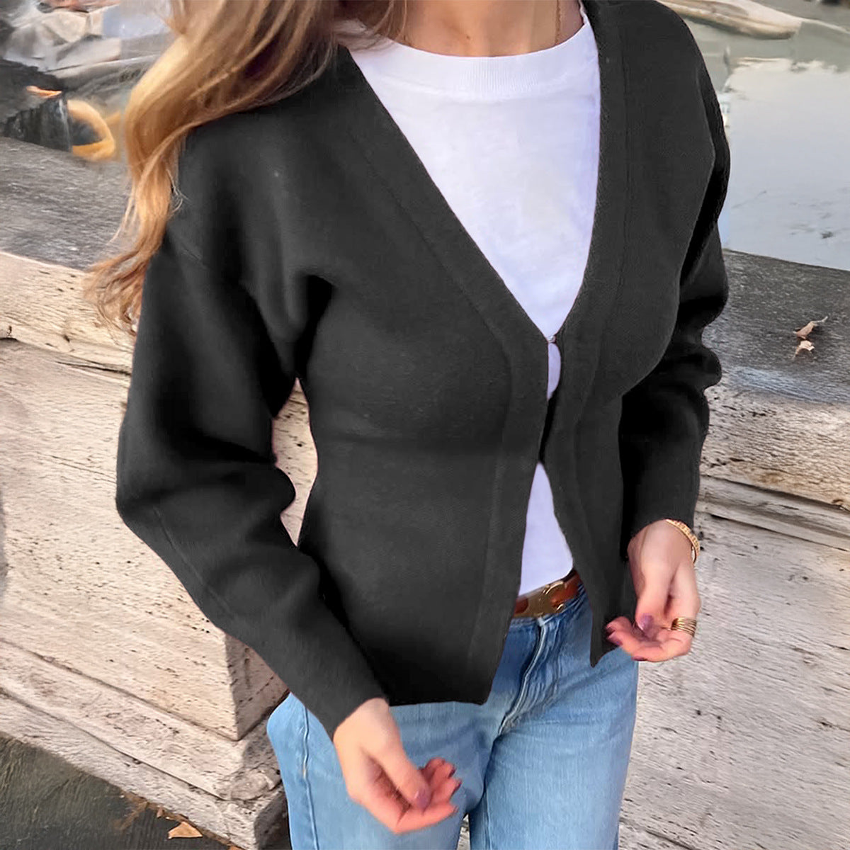 Minimalist Wool Long Sleeve Shirt Sweater Women Clothing Autumn Winter
