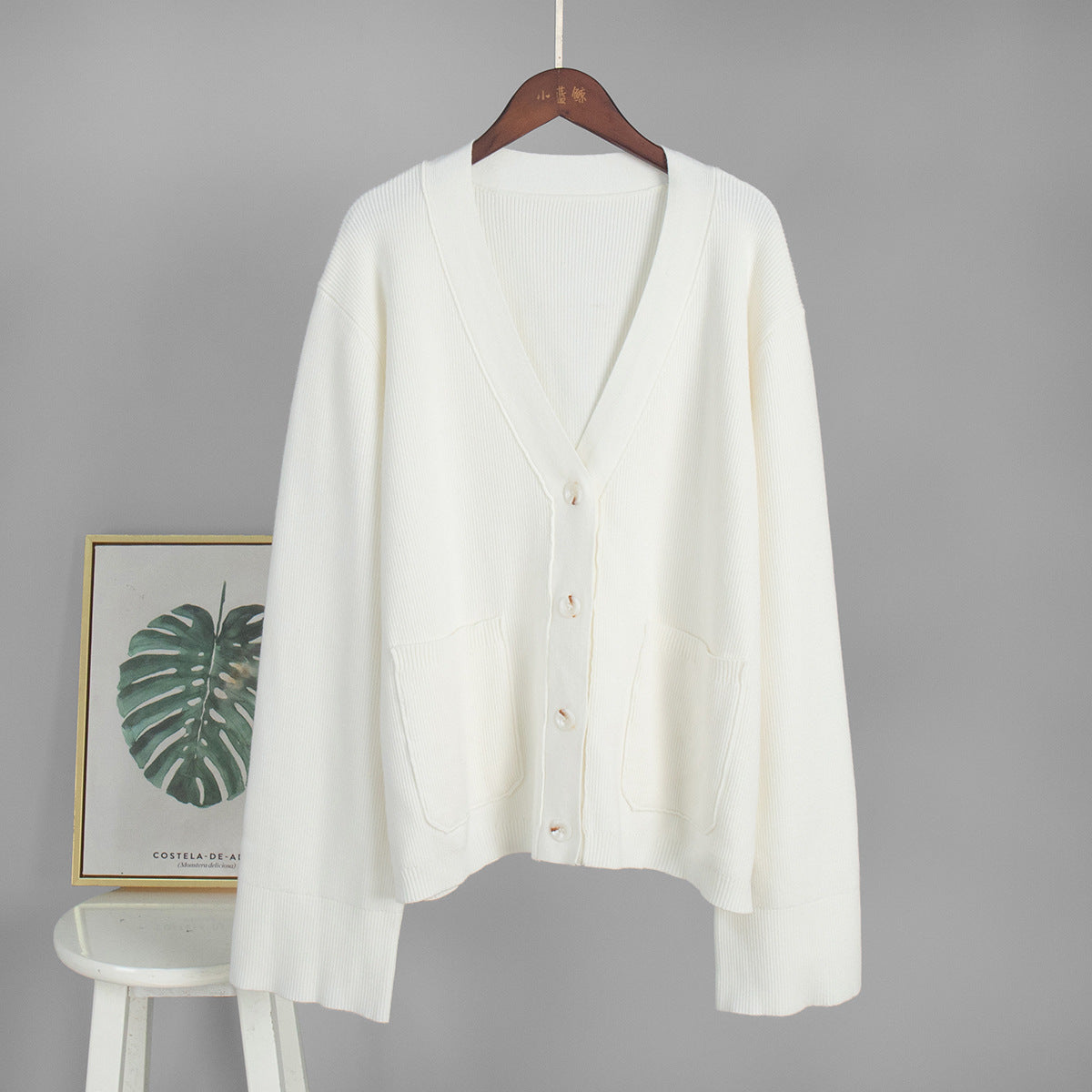 Loose Knitted Cardigan Sweater Autumn Winter V neck Knitted Cardigan Idle Loose Sweater Women