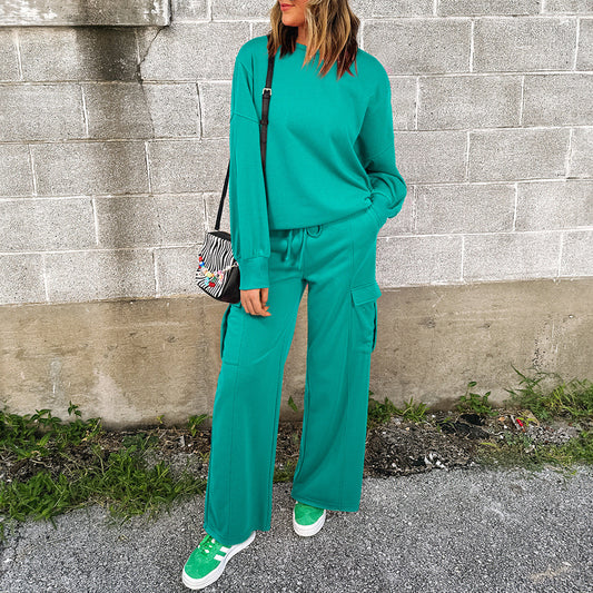 European And American Autumn Trousers Long Sleeve Casual Sweatshirt Trousers Two-piece Set