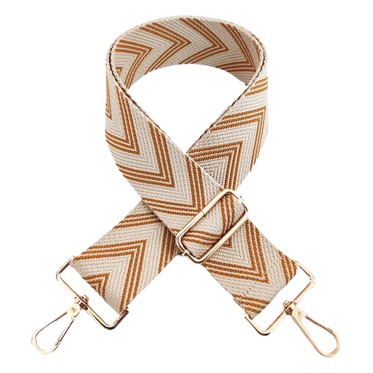 Apricot Chevron Bag Strap - Gold Hardware
