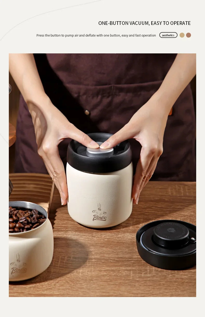 Coffee Sealed Can Stainless Steel Manual Vacuum Storag | Ships from US