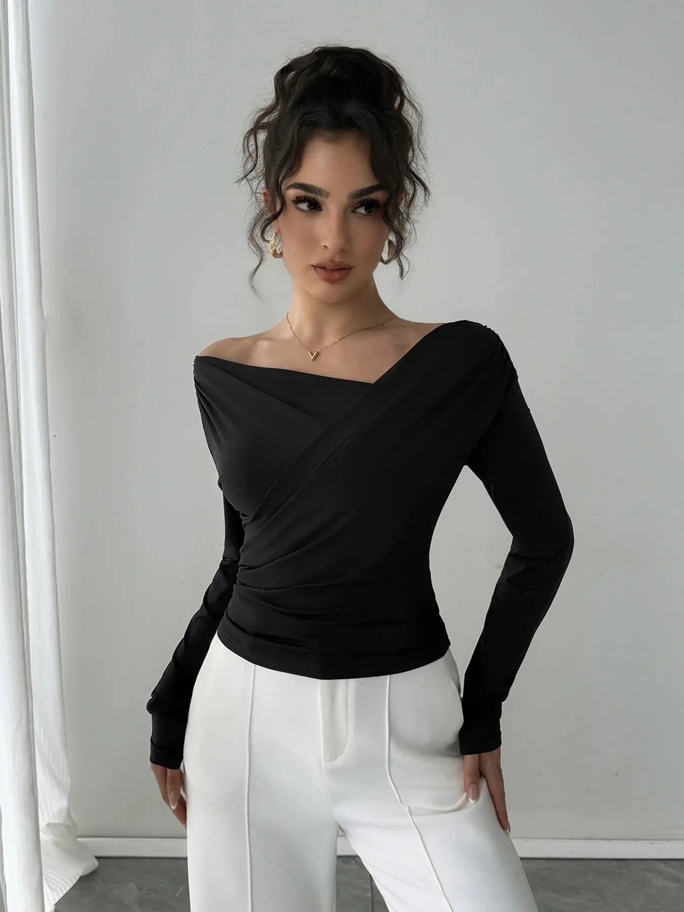 Long Sleeve Asymmetrical Blouse
