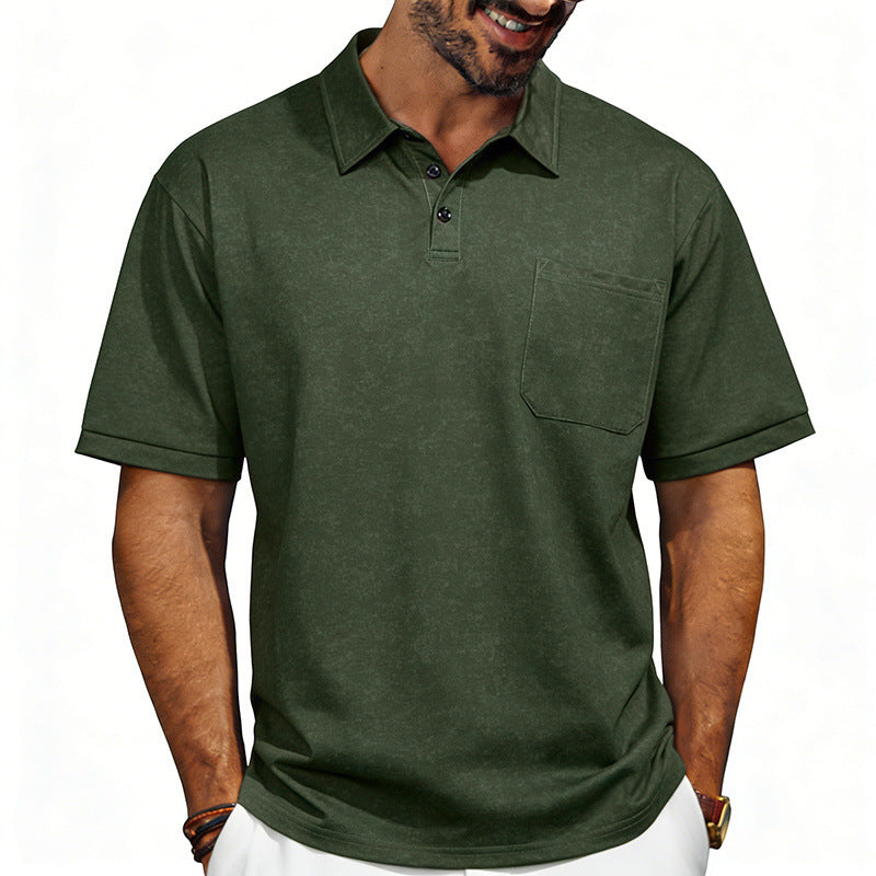Men's Distressed Lapel Polo Shirt Loose Short-Sleeve T-Shirt