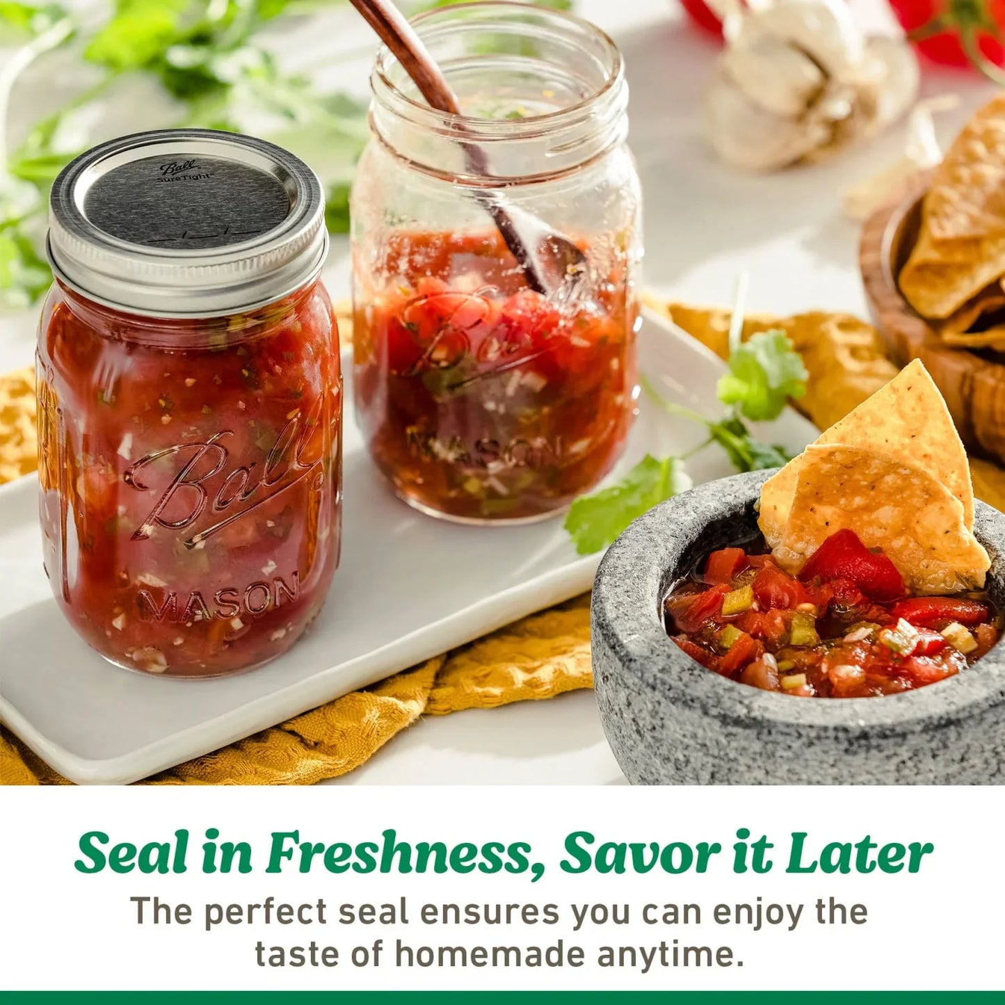 Ball, Glass Mason Jars with Lids & Bands, Wide Mouth, Clear, 16 oz, 12 Count