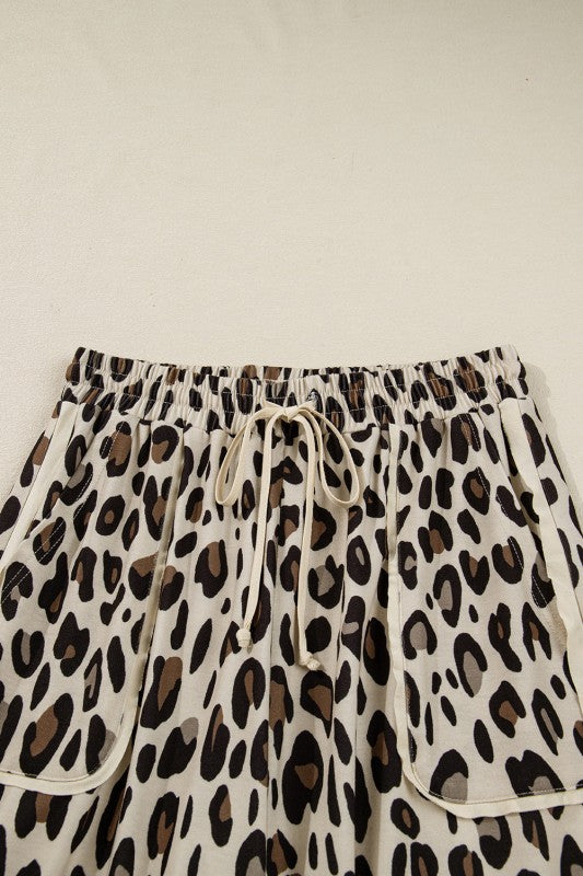 Leopard Wide Leg Cropped Pants