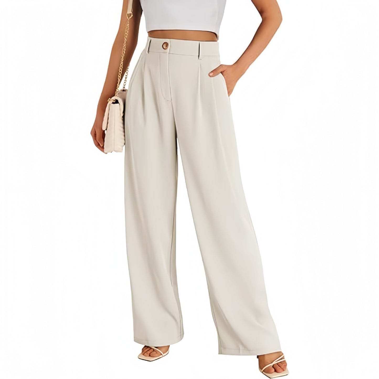 New European And American Style Pocket Dress Pants Wide-leg Formal Trousers