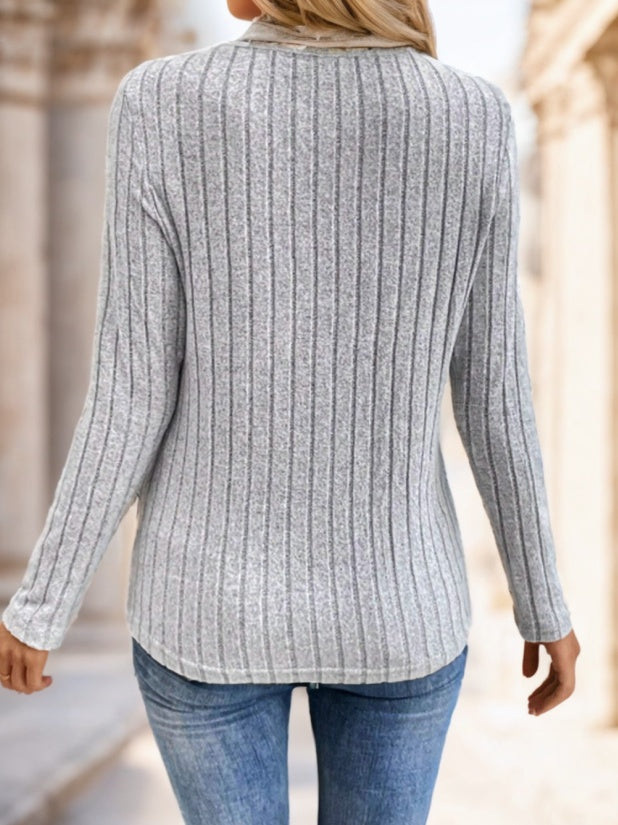Neck Ribbed Velvet Women Tops