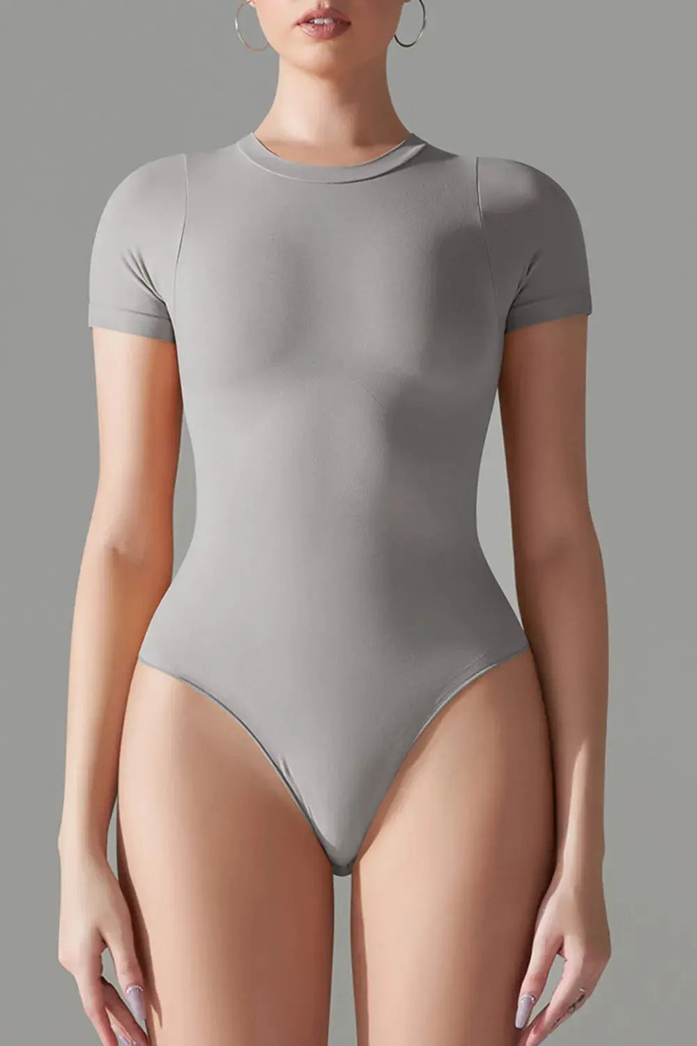 Round Neck Short Sleeve Active Bodysuit
