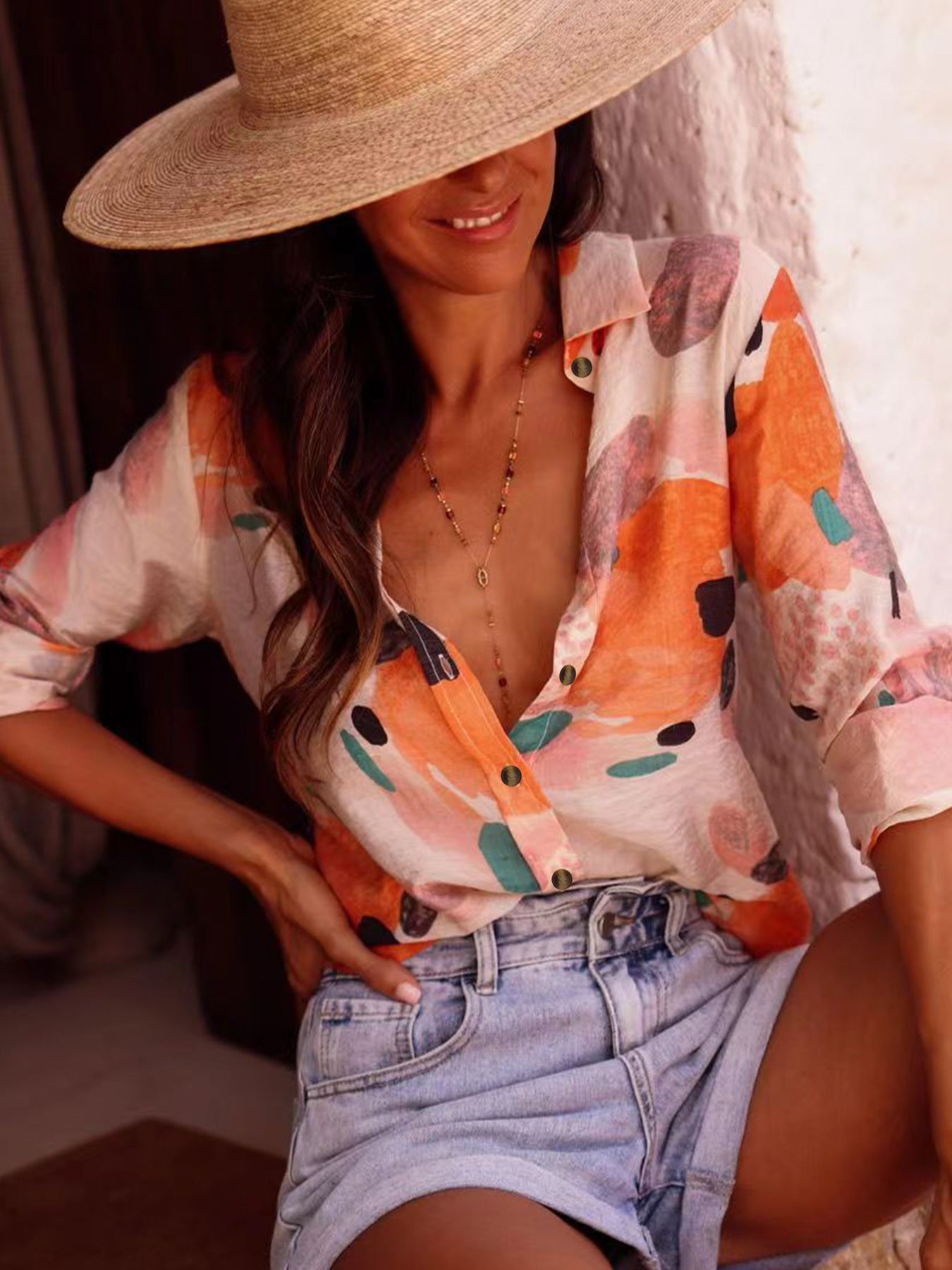 Printed Leisure Holiday Women's Shirt