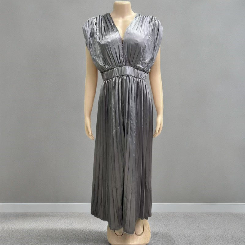 V-neck Satin Dress