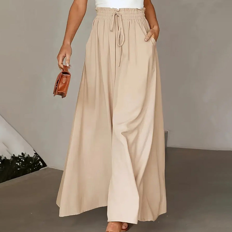 New Waist-tight Summer Long Draping Effect Long Culottes For Women