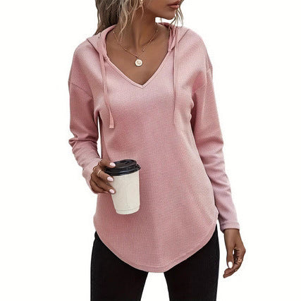 Women's Hoodie With Drawstrings V-neck Plus Size Sweater
