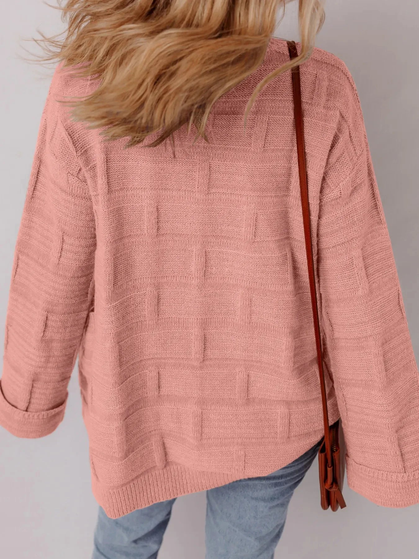 Textured Knit Open Front Cardigan with Pockets