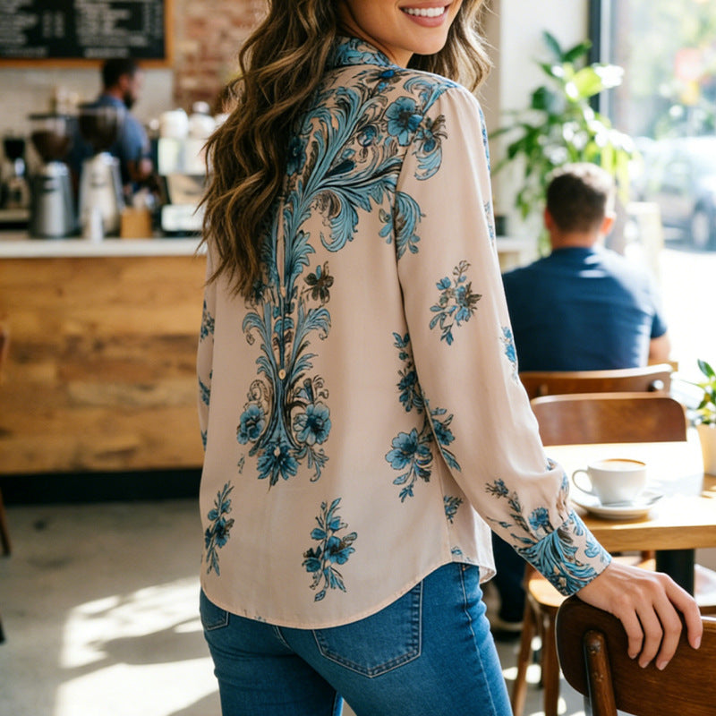 Women's Shirt Printed Casual Long Sleeve