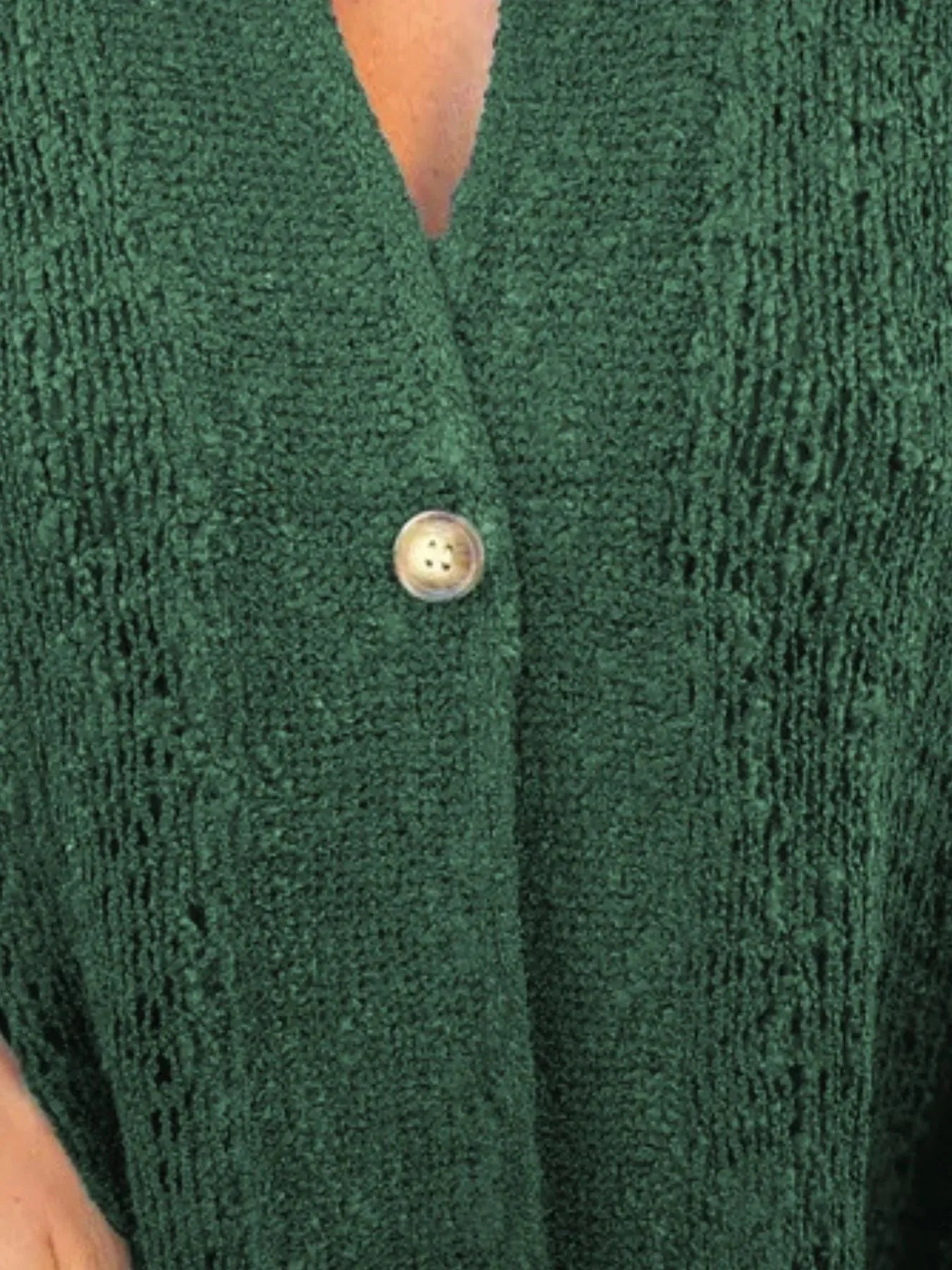 Full Size Knit Openwork One Button Cardigan