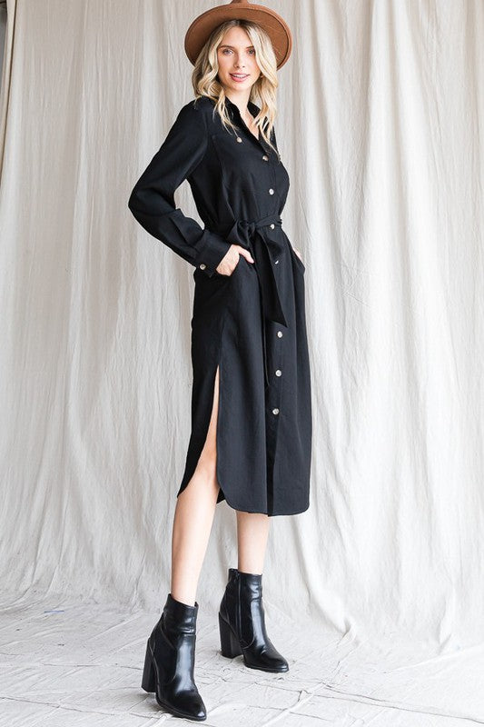 Button Down Shirt Long Dress PLUS