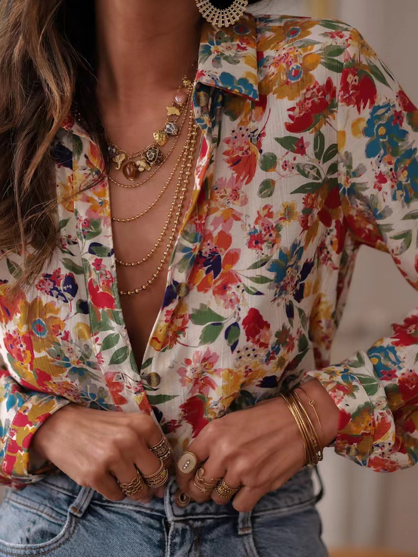 Printed Leisure Holiday Women's Shirt