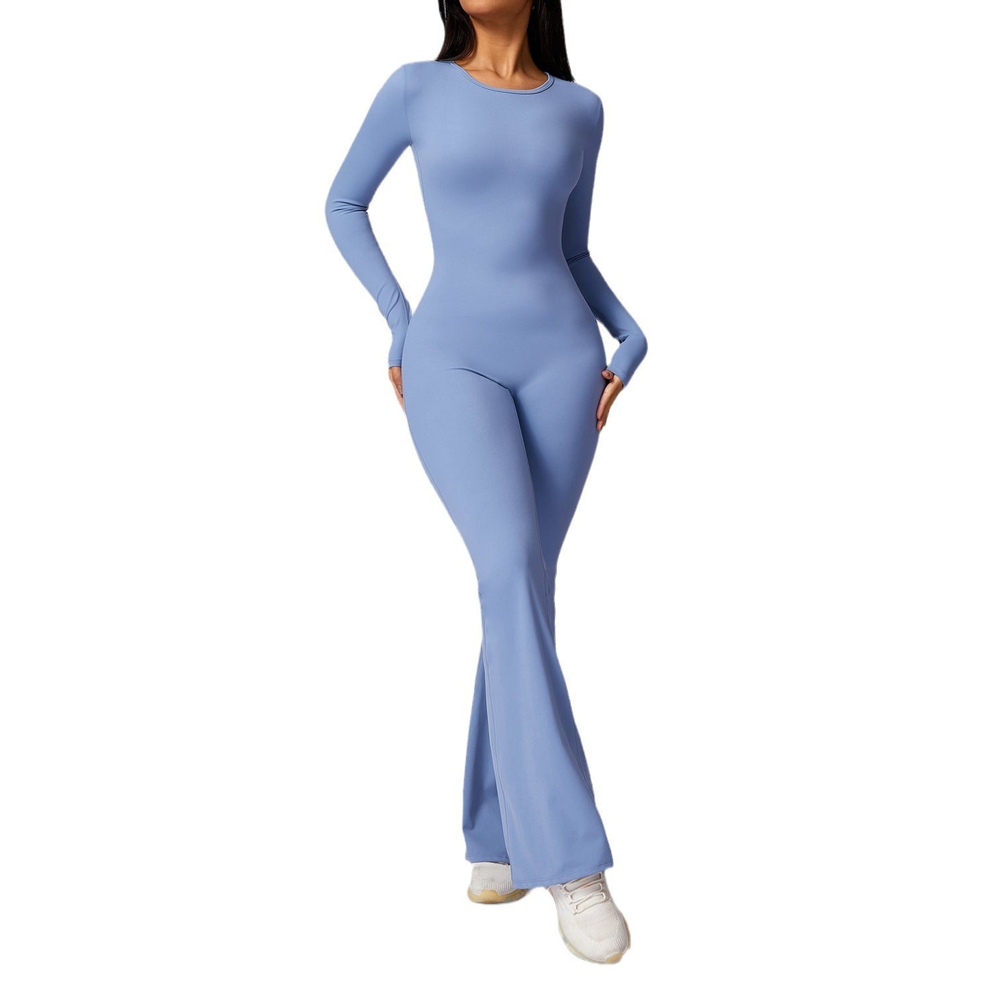 Leisure Horn Long Sleeve Yoga Jumpsuit Tight Quick-drying Sports Workout