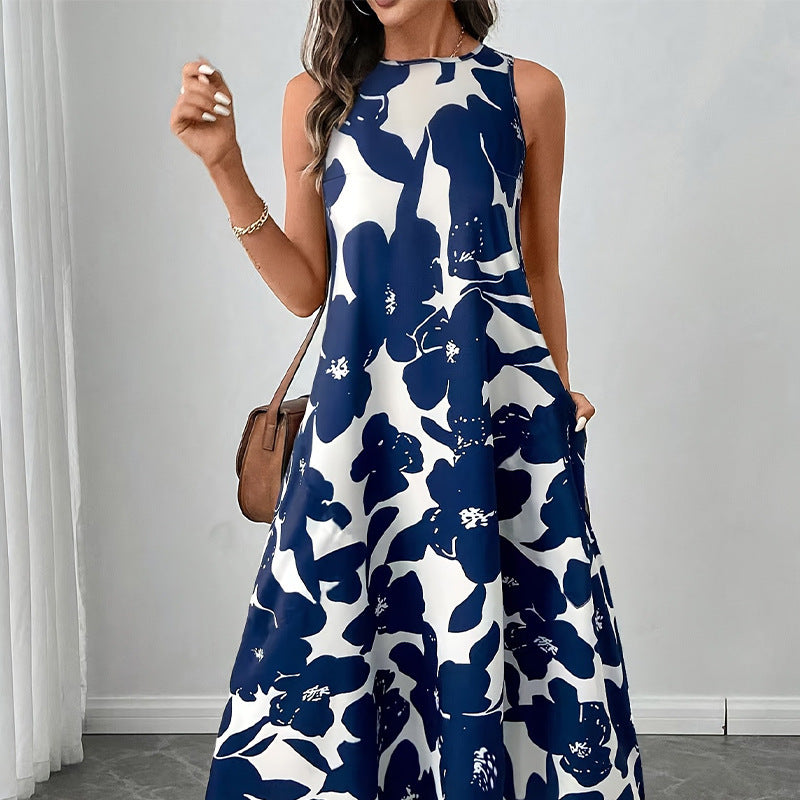 Dress Polyester Sleeveless Vest A- Line Skirt