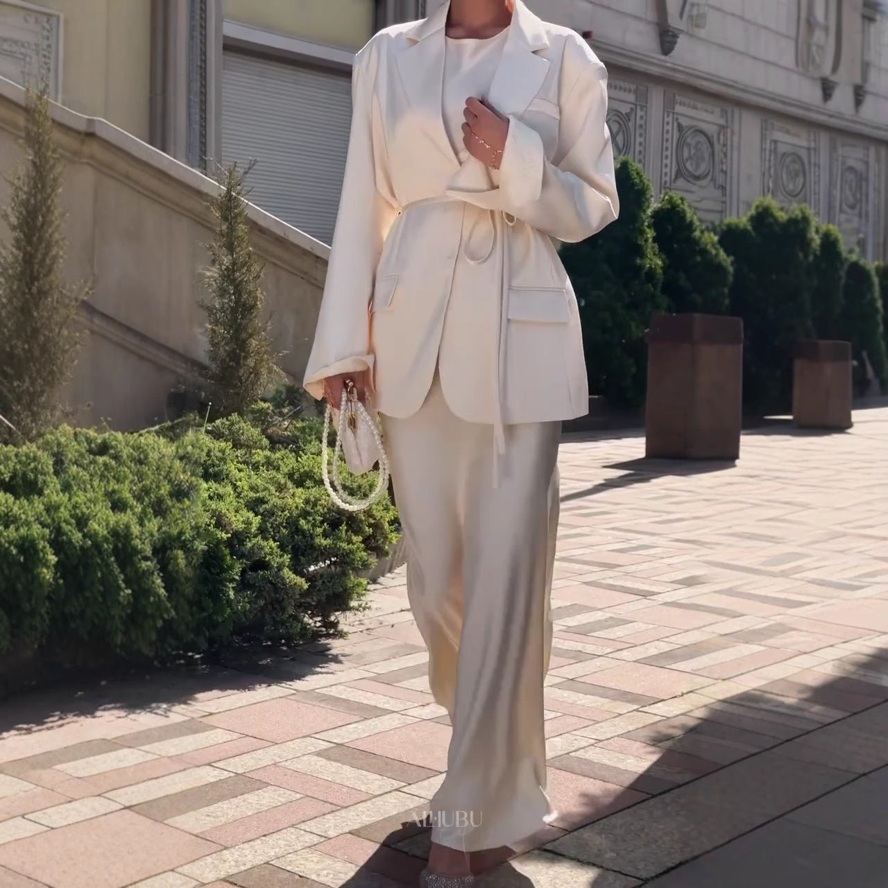 Womens Loose-fitting Solid-color Suit