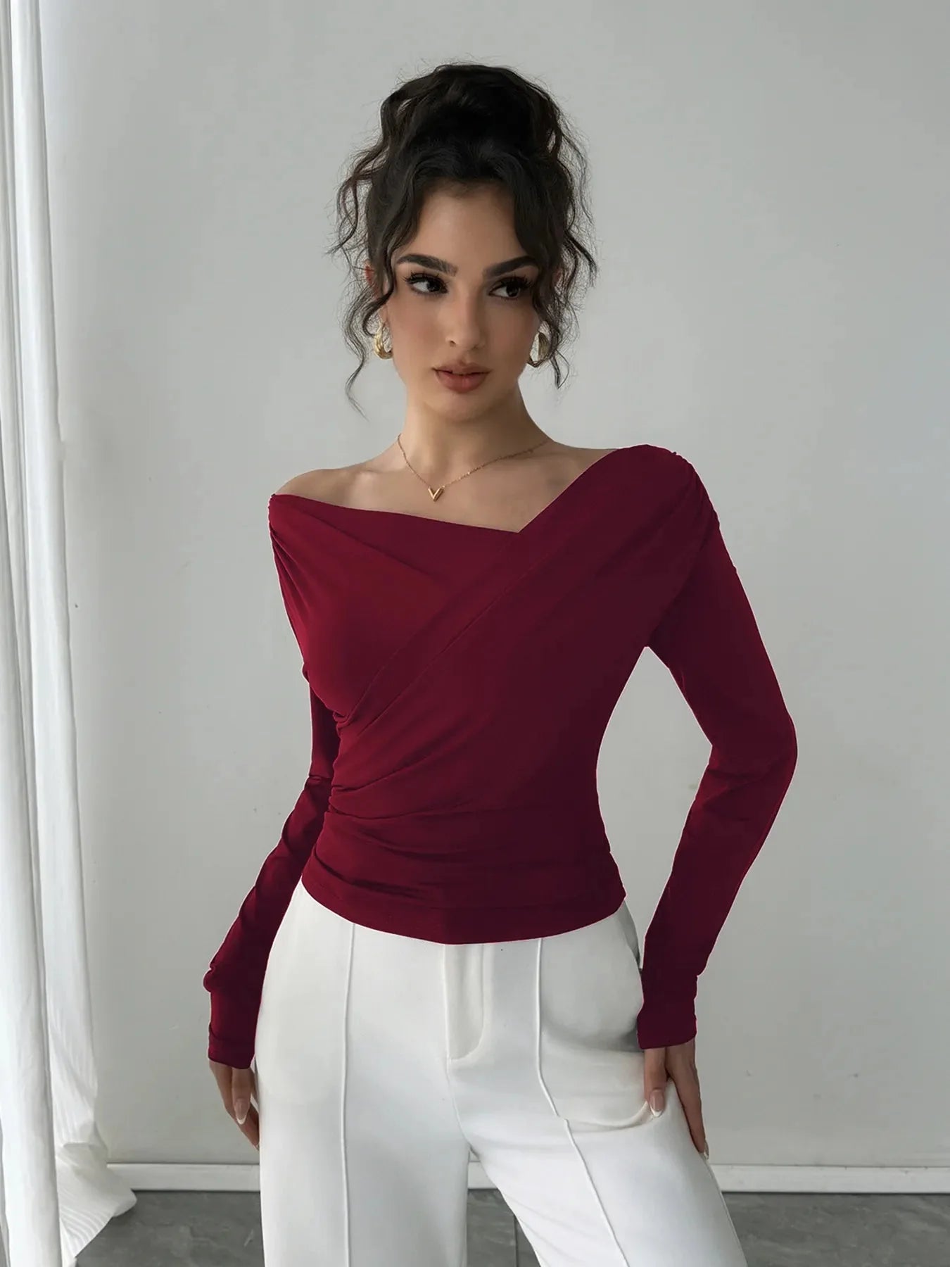Long Sleeve Asymmetrical Blouse