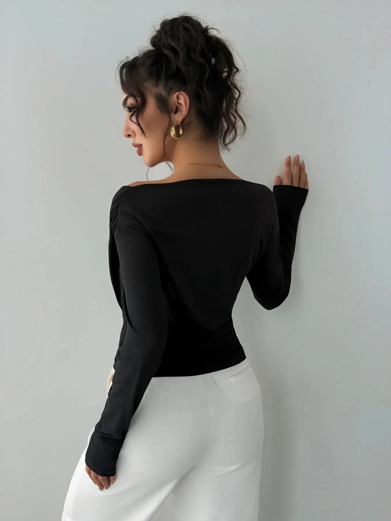 Long Sleeve Asymmetrical Blouse