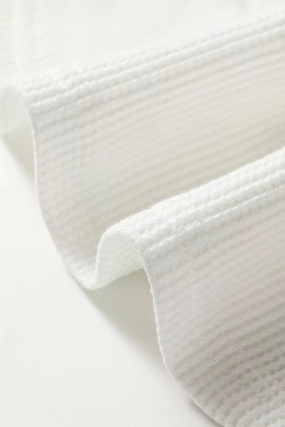 Rounded Neck Long Sleeve Waffle Knit Top