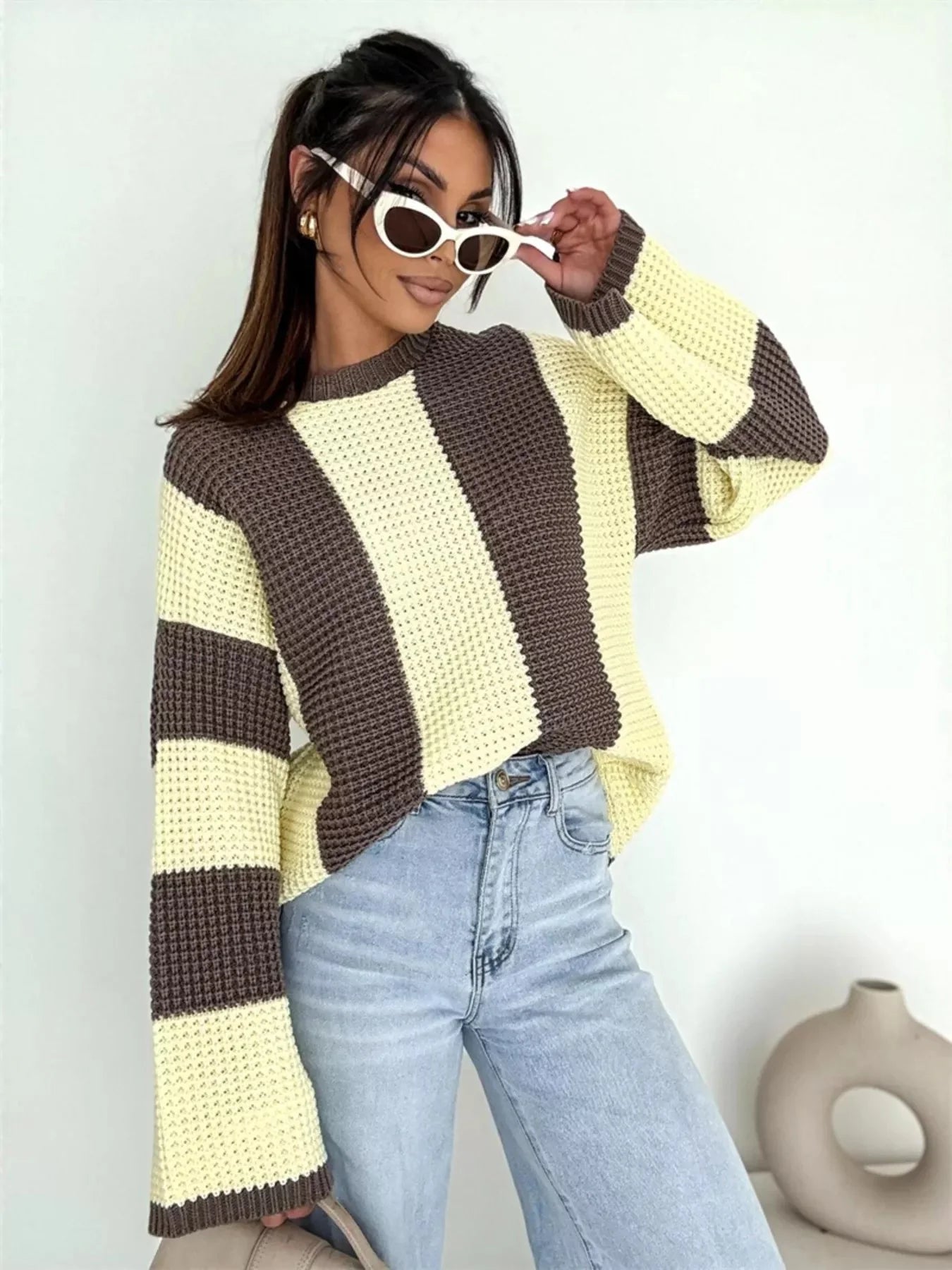 Color Block Long Sleeve Sweater