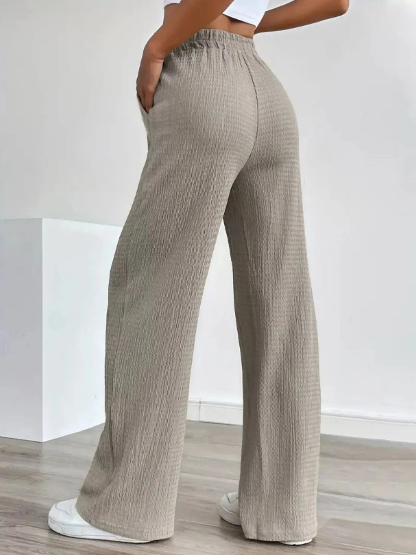 Textured Womens Wide Leg Pants