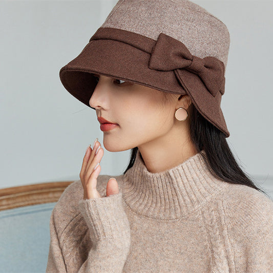 Women's Winter Graceful Bow Elegant Bucket Hat