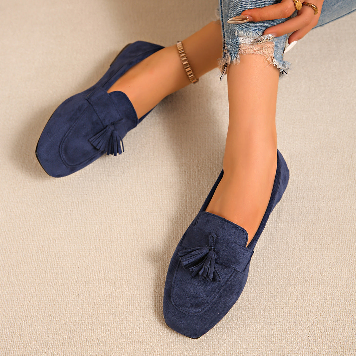 Square Toe Slip On Casual Loafer Shoes