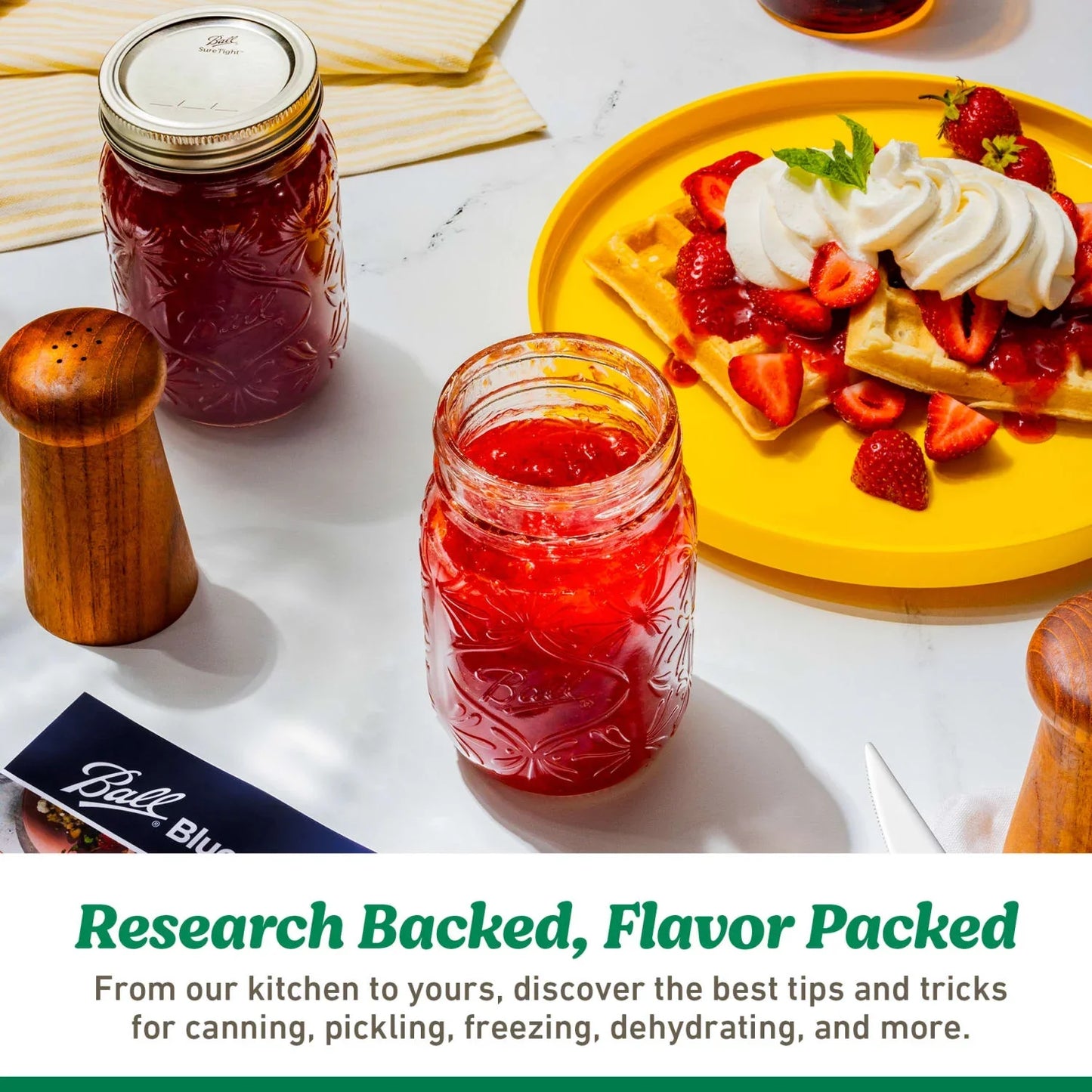 Ball, Glass Mason Jars with Lids & Bands, Wide Mouth, Clear, 16 oz, 12 Count