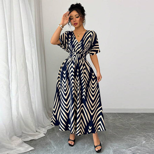 Twill Dress Short Sleeve Waist-controlled