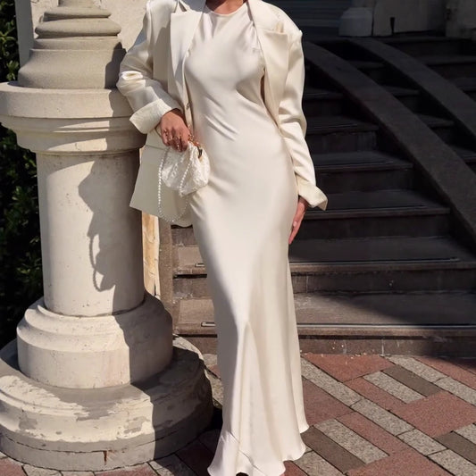 Womens Loose-fitting Solid-color Suit