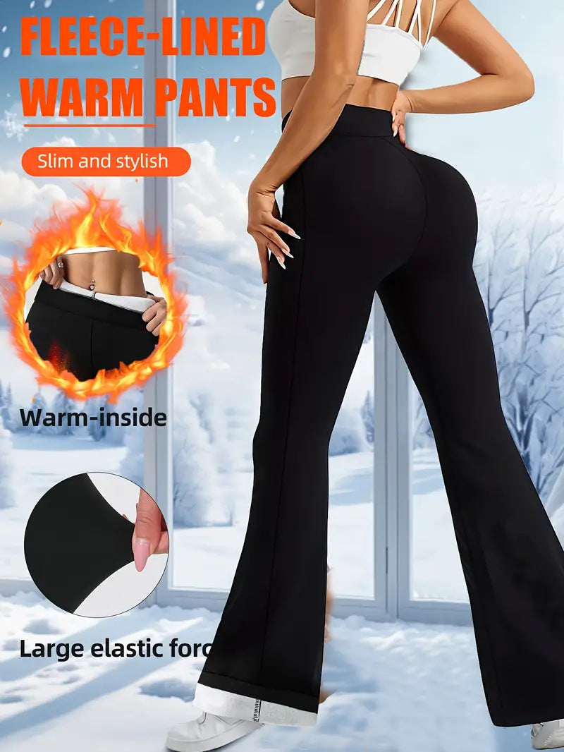 Women's High Waist Flared Pants Belly Contracting And Hip Lifting Thickened Casual Pants