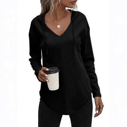 Women's Hoodie With Drawstrings V-neck Plus Size Sweater