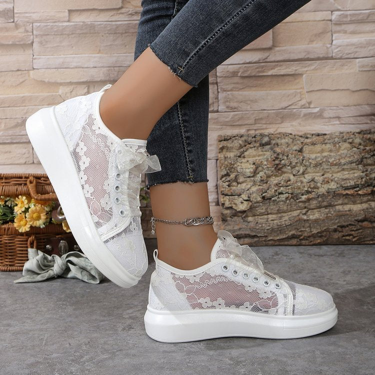All-matching Graceful Sexy Lace Print Stitching Breathable Casual sneakers