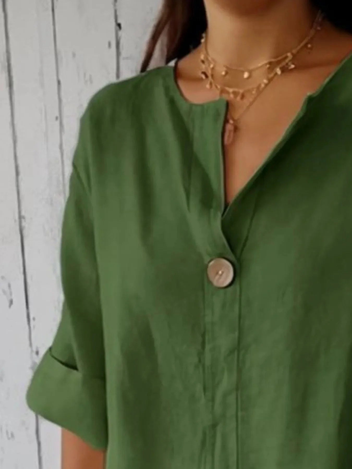 Breezy Button-Front Relaxed Linen Blouse