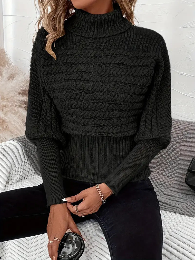Women's Sweater Pullover High Neck Long Sleeves Knitwear