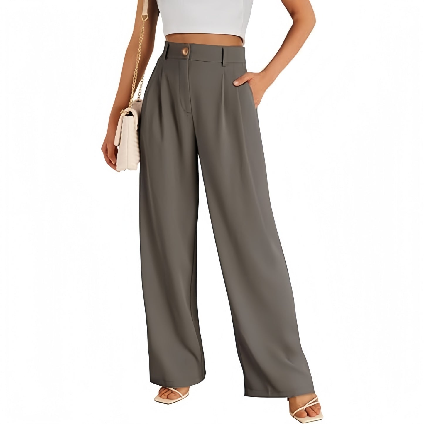 New European And American Style Pocket Dress Pants Wide-leg Formal Trousers