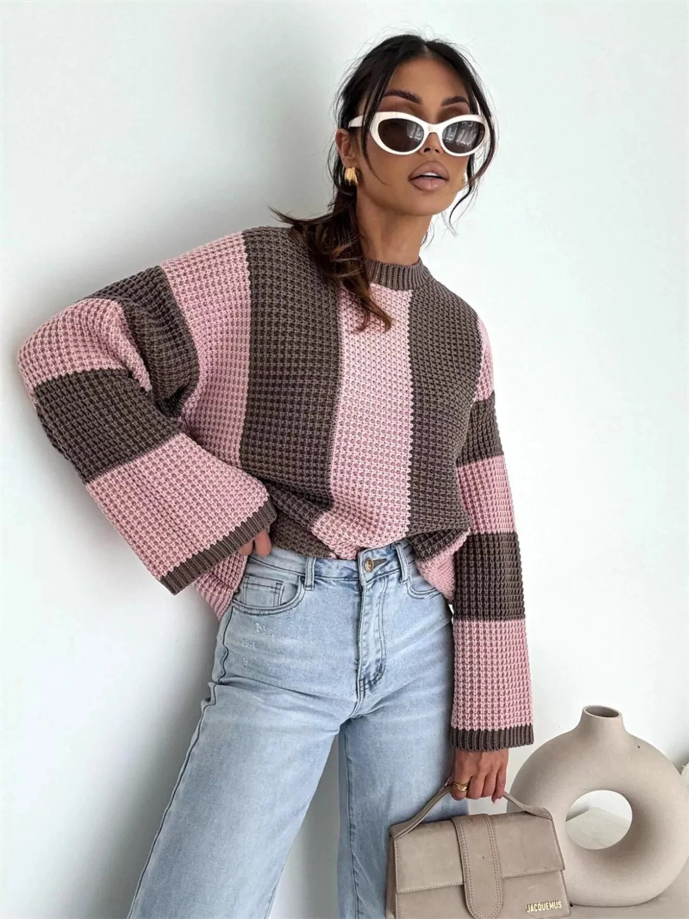 Color Block Long Sleeve Sweater