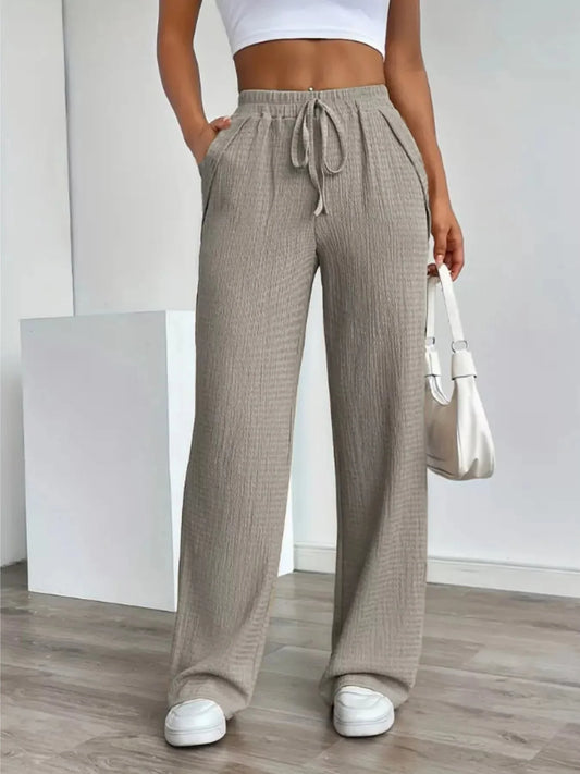 Textured Womens Wide Leg Pants