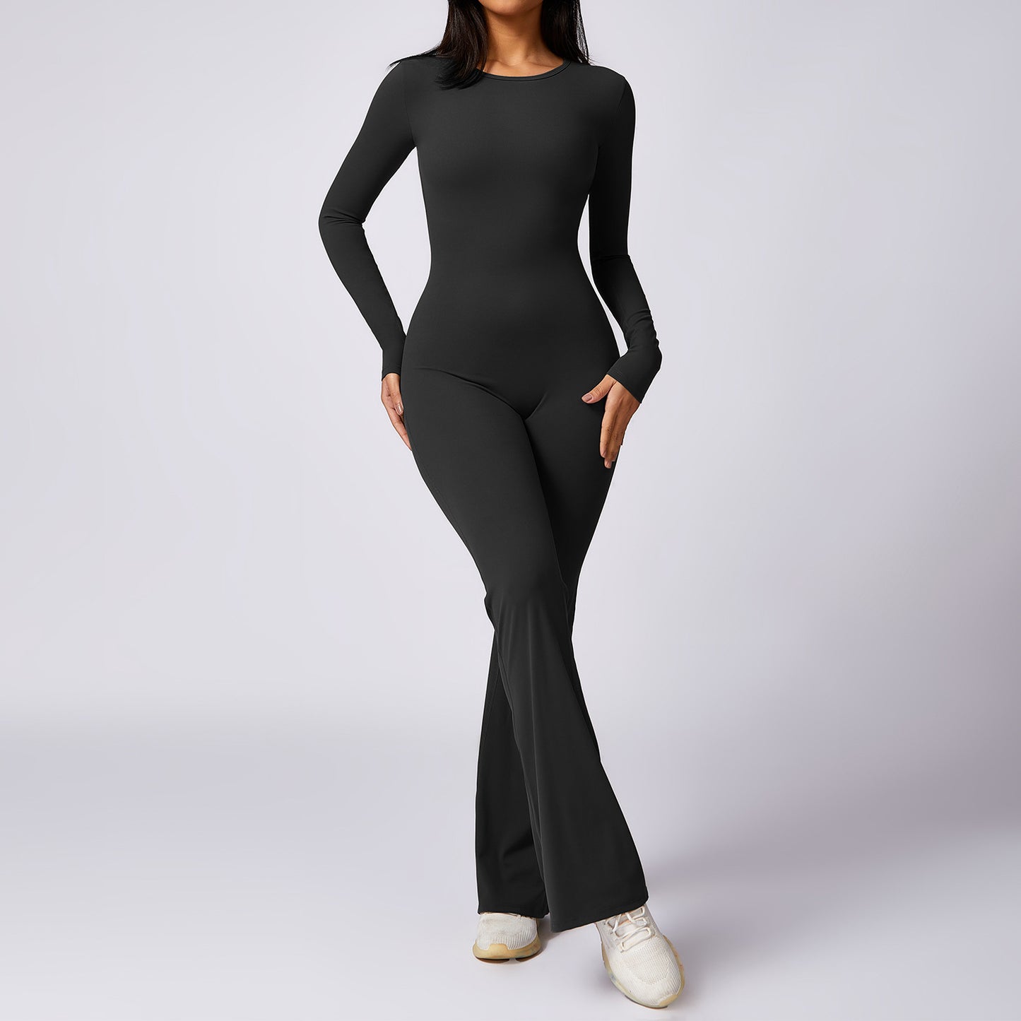 Leisure Horn Long Sleeve Yoga Jumpsuit Tight Quick-drying Sports Workout