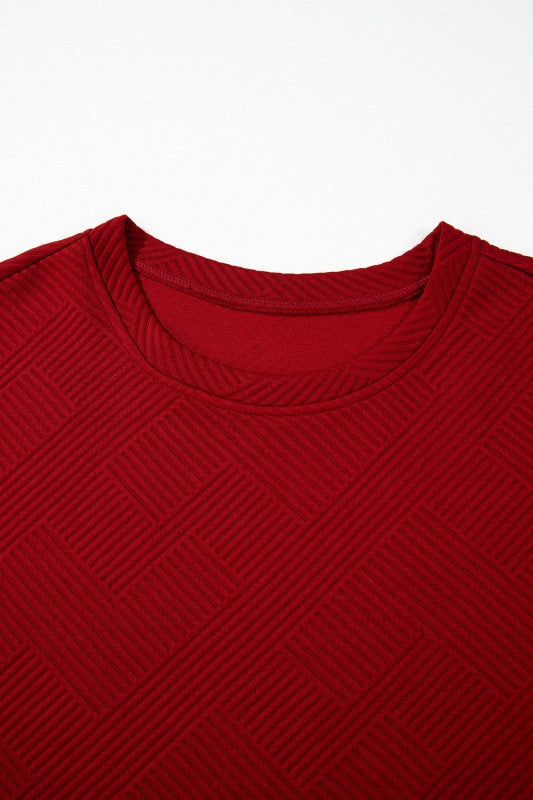 Solid Textured T-Shirt and Drawstring Pants Set