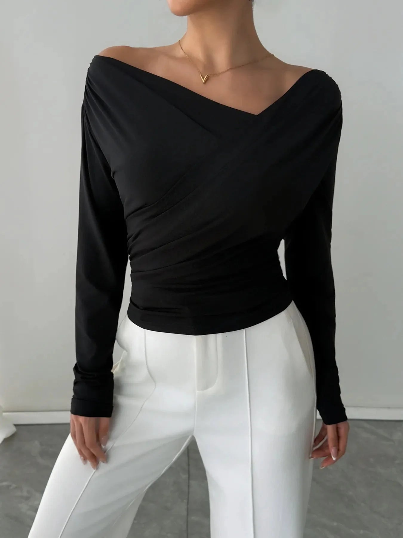 Long Sleeve Asymmetrical Blouse